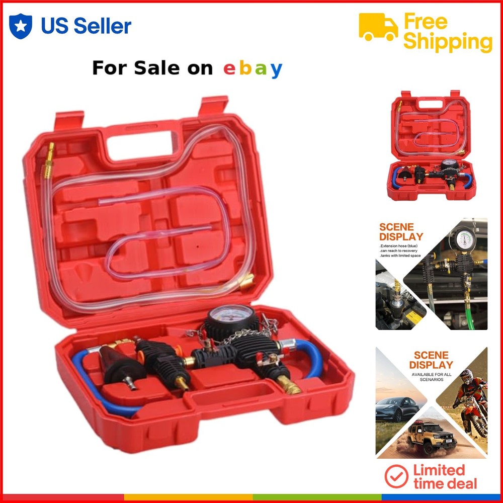 Automotive Radiator Coolant Filling Kit Vacuum Purge Refill Tool for Cars Van...