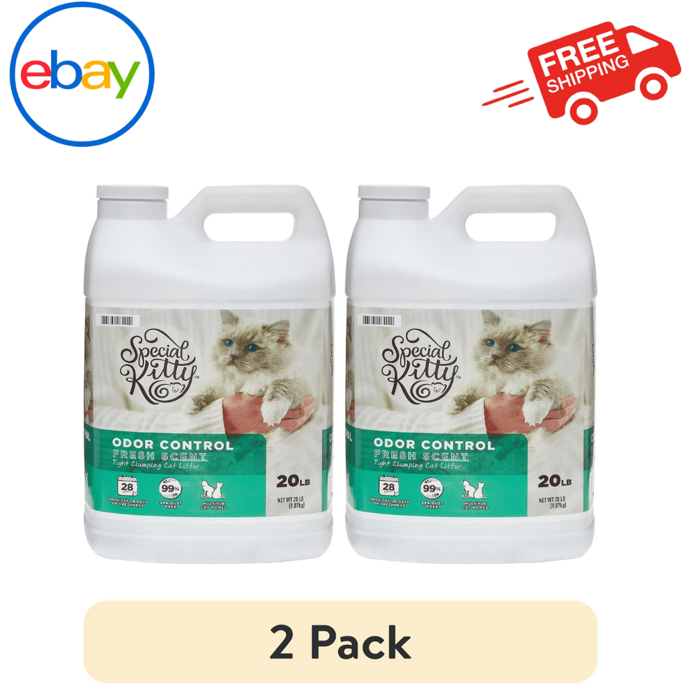 (2 pack) Special Kitty Scoopable Tight Clumping Cat Litter, Fresh Scent, 20 lb