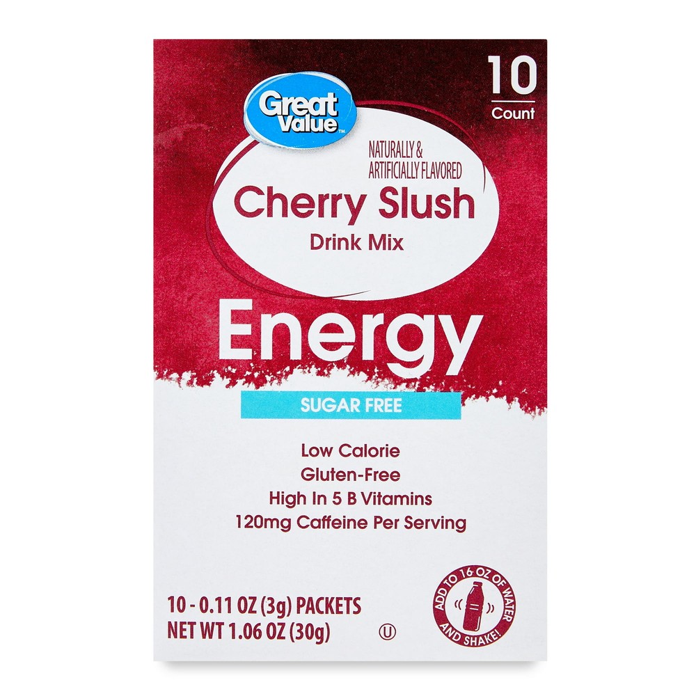 Great Value Energy Cherry Slush Drink Mix, 0.11 oz, 10 Count