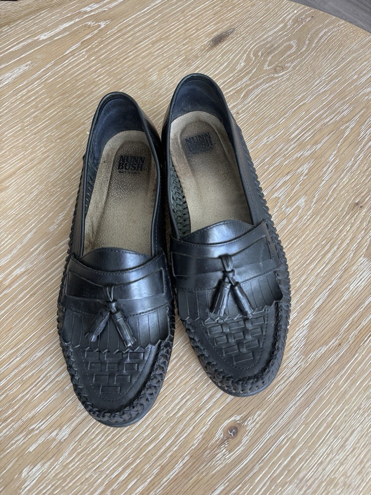 Nunn Bush Black Woven Leather Tassel Loafer Men's Dress Shoes