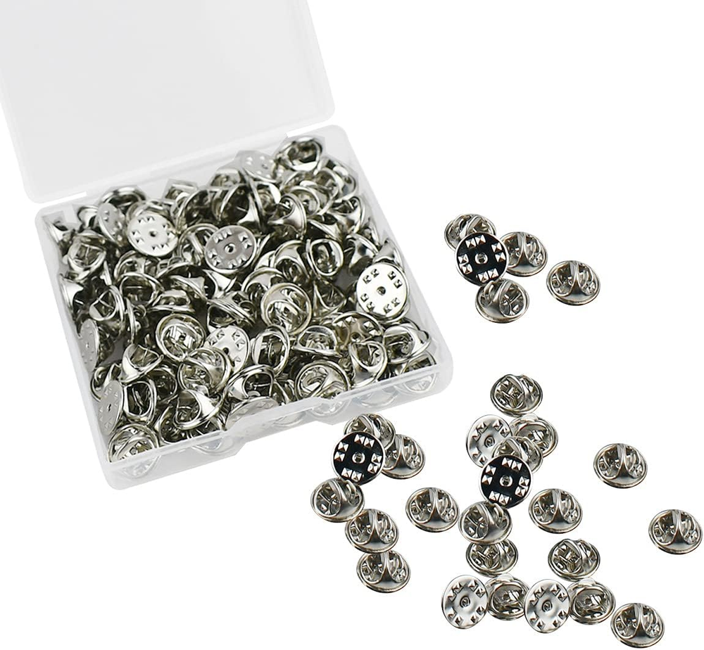 100PCS Pin Backs, Metal Locking Pin Backs, Brass Clutch for Brooch Tie Hat Badge