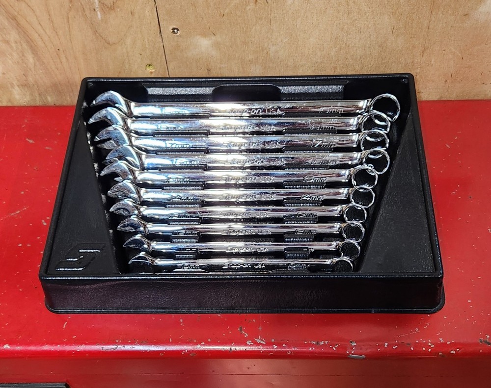 Juego de llaves combinadas Snap-on métricas 10 piezas Flank Drive Plus 10 mm-19 mm SOEXM710