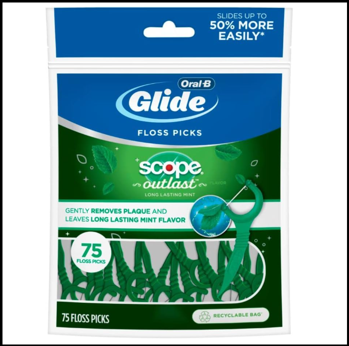 Oral-B Complete Glide Scope Outlast Mint Dental Floss Picks 75 Count