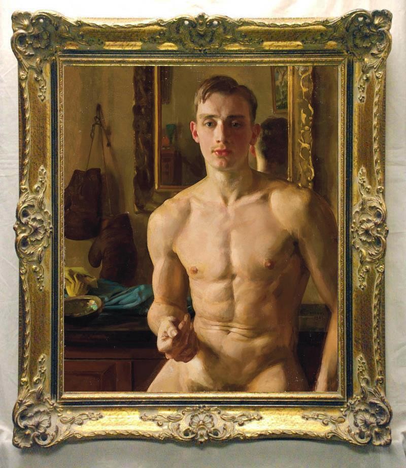 Handmade oil painting art young male nude men on Canvas 20