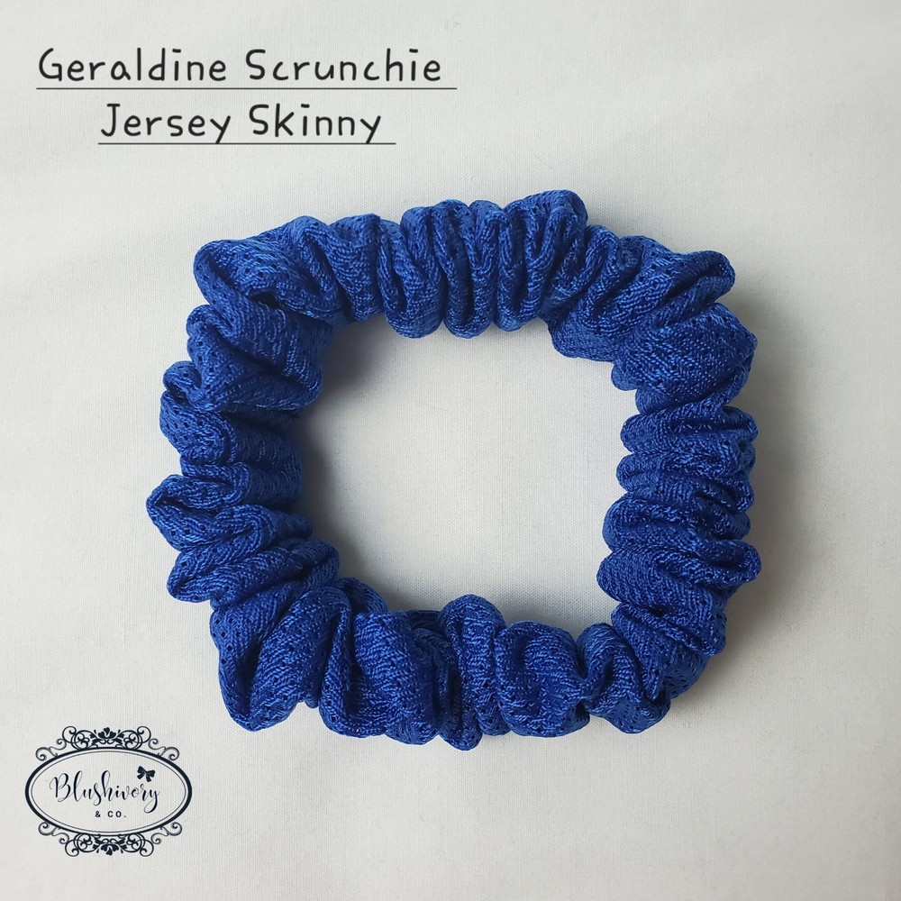 Geraldine Scrunchie Jersey Blue Skinny Hair Tie
