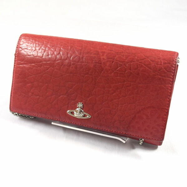 Vivienne Westwood Chain Wallet Leather Red B Rank 19.5cm x 10.3cm x 3.3cm