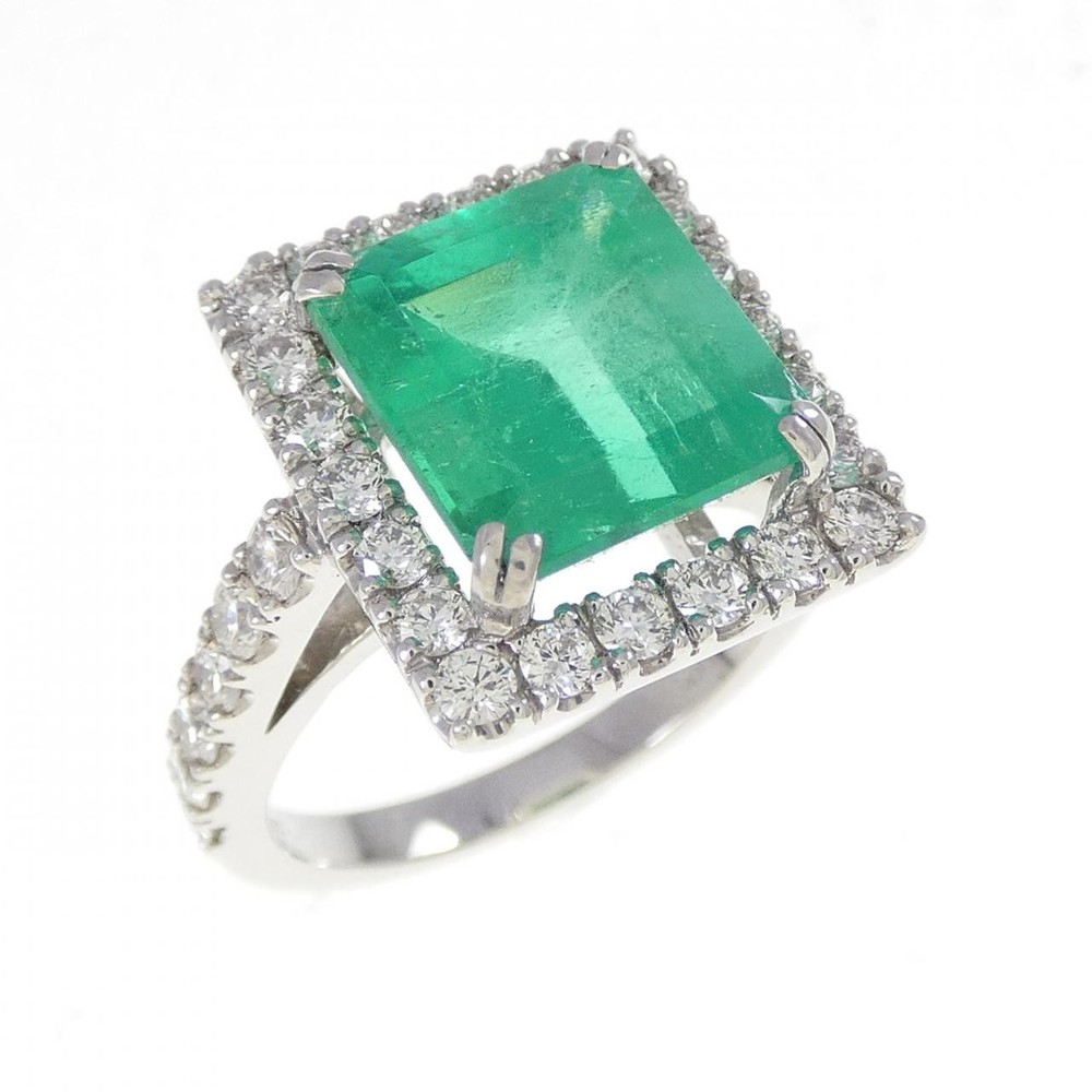 Authentic [Remake] PT900 Emerald Ring 4.15ct Colombian #270-004-184-8774