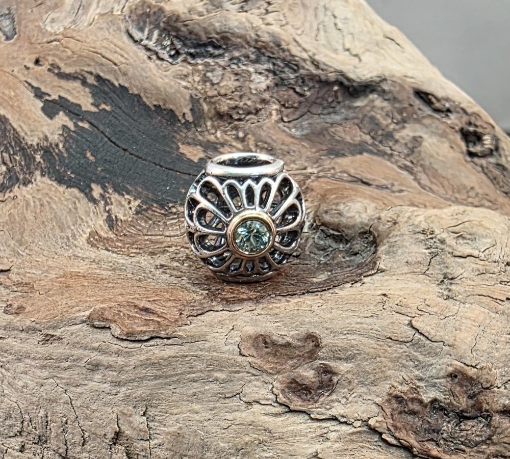 Pandora Sterling Silver 14K Vintage Allure Green Spinel Charm S925 ALE