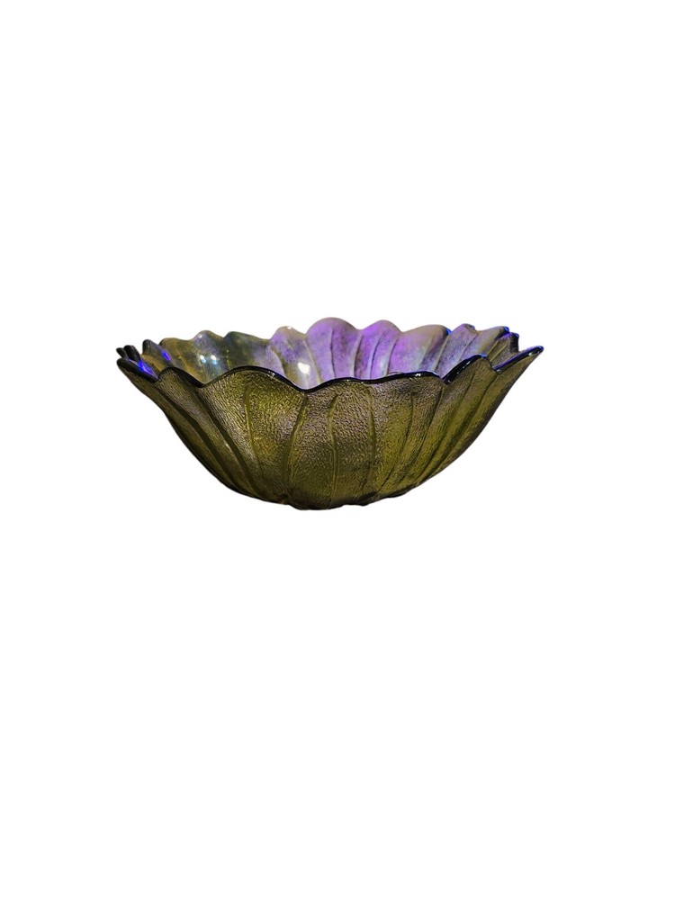 Vintage Indiana Glass Sunflower Olive Green  Serving Bowl 7”