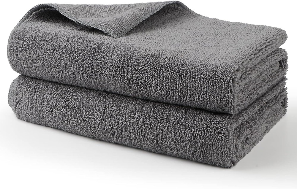 HOMEXCEL Large Microfiber Car Drying Towels 2-Pack Grey