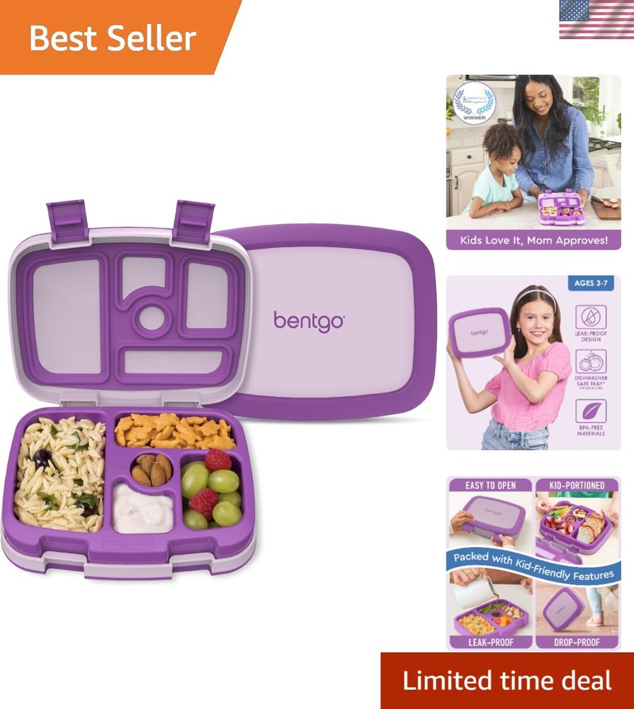 Bento-Style 5-Compartment Leak-Proof Kids Lunch Box with Perfect Portion Sizes