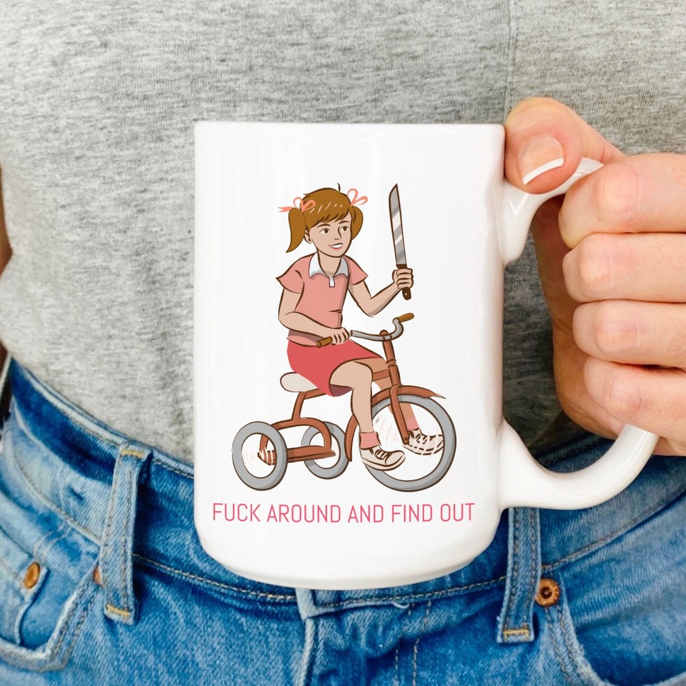 Funny Retro Cartoon Ceramic Mug - F Around and Find Out Design