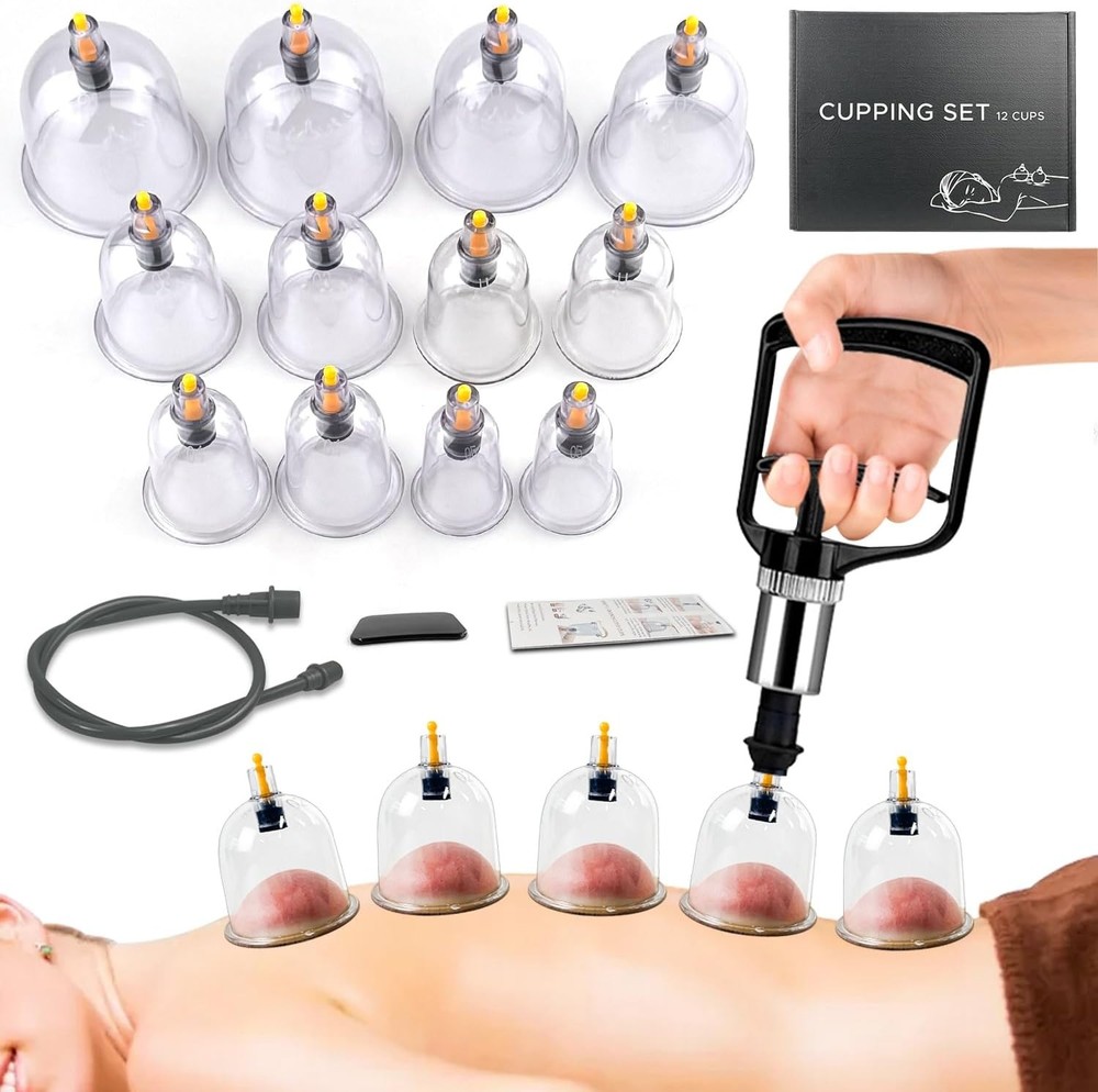 Cupping Therapy Massage Kit w Pump 12 Cups for Cellulite Muscle