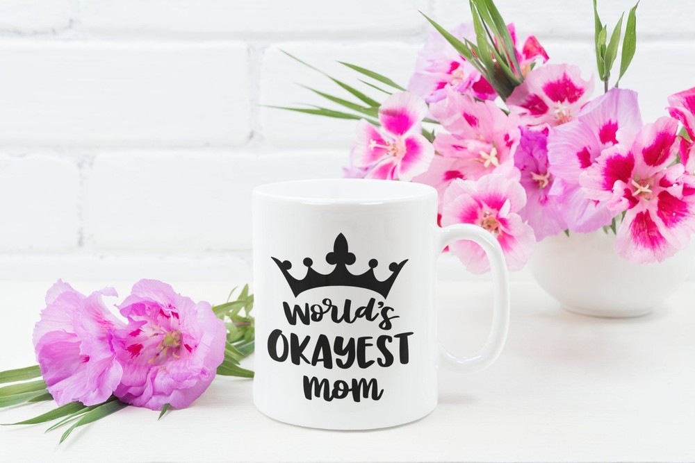 From Daughter Son Funny Coffee Mug Worlds Okayest Mom Funny Mom Mug Sarcastic