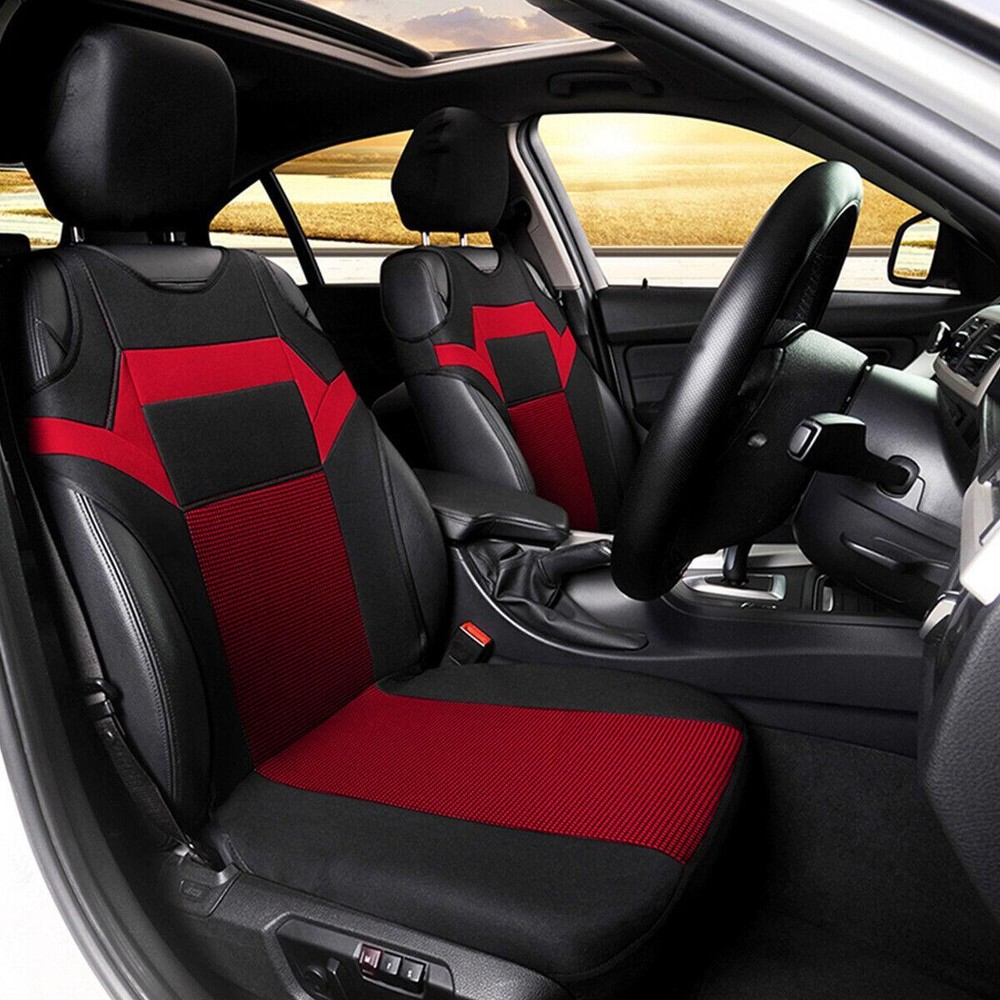 Black/Red Seat Cover Breathable Jacquard fabric Protector for Car Front Chair