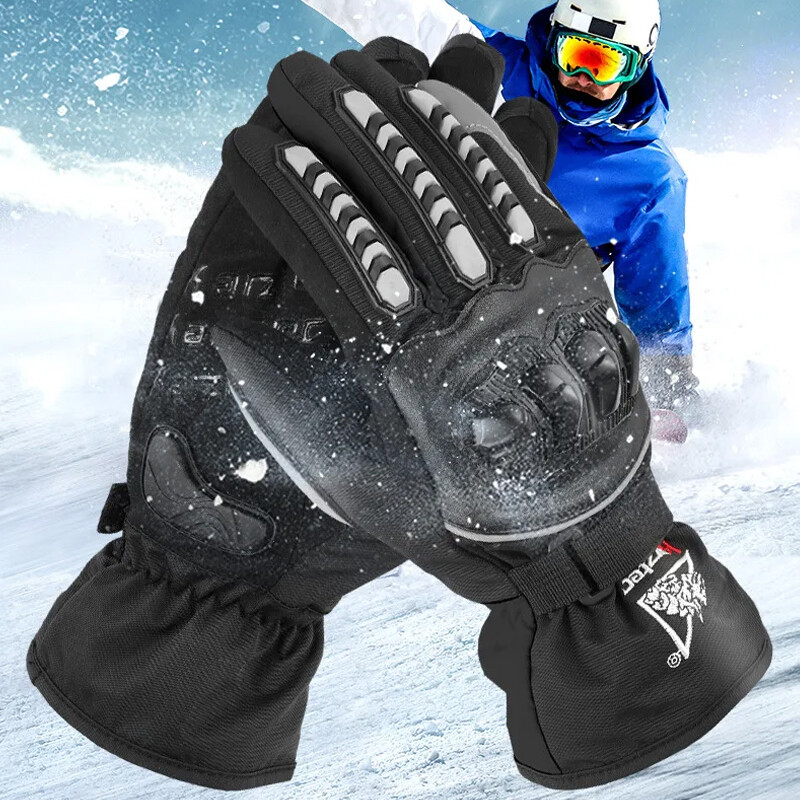 Motorcycle Gloves Winter Windproof Waterproof Touchscreen Thermal Leather Gloves