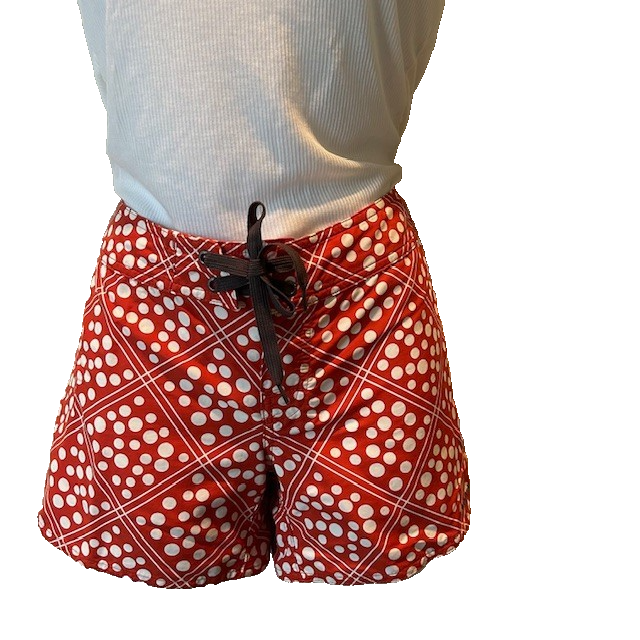 PATAGONIA Wavefarer Board Shorts Womens Sz 6 Orange with White Polka Dots 4