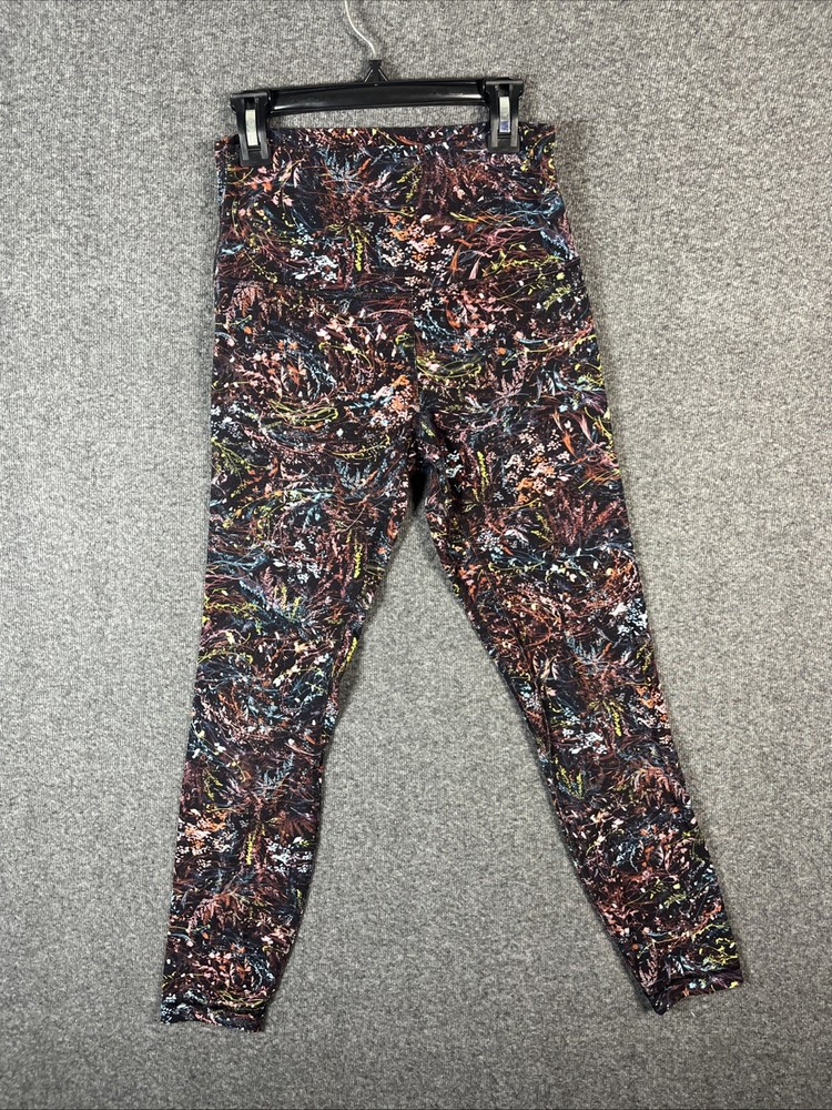 Women's Lululemon Yoga Leggings Size 6 Athletic Fitness Gym Purple Floral #346