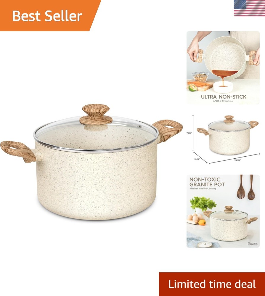 Elegant 6 Qt Granite Stock Pot with Cool Handles - Perfect for Family Cooking