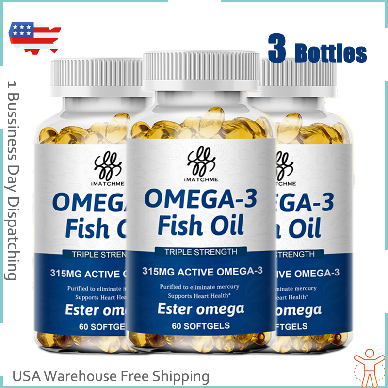 3Pack High Strength Omega 3 Fish Oil Capsules with EPA DHA Fatty Acids