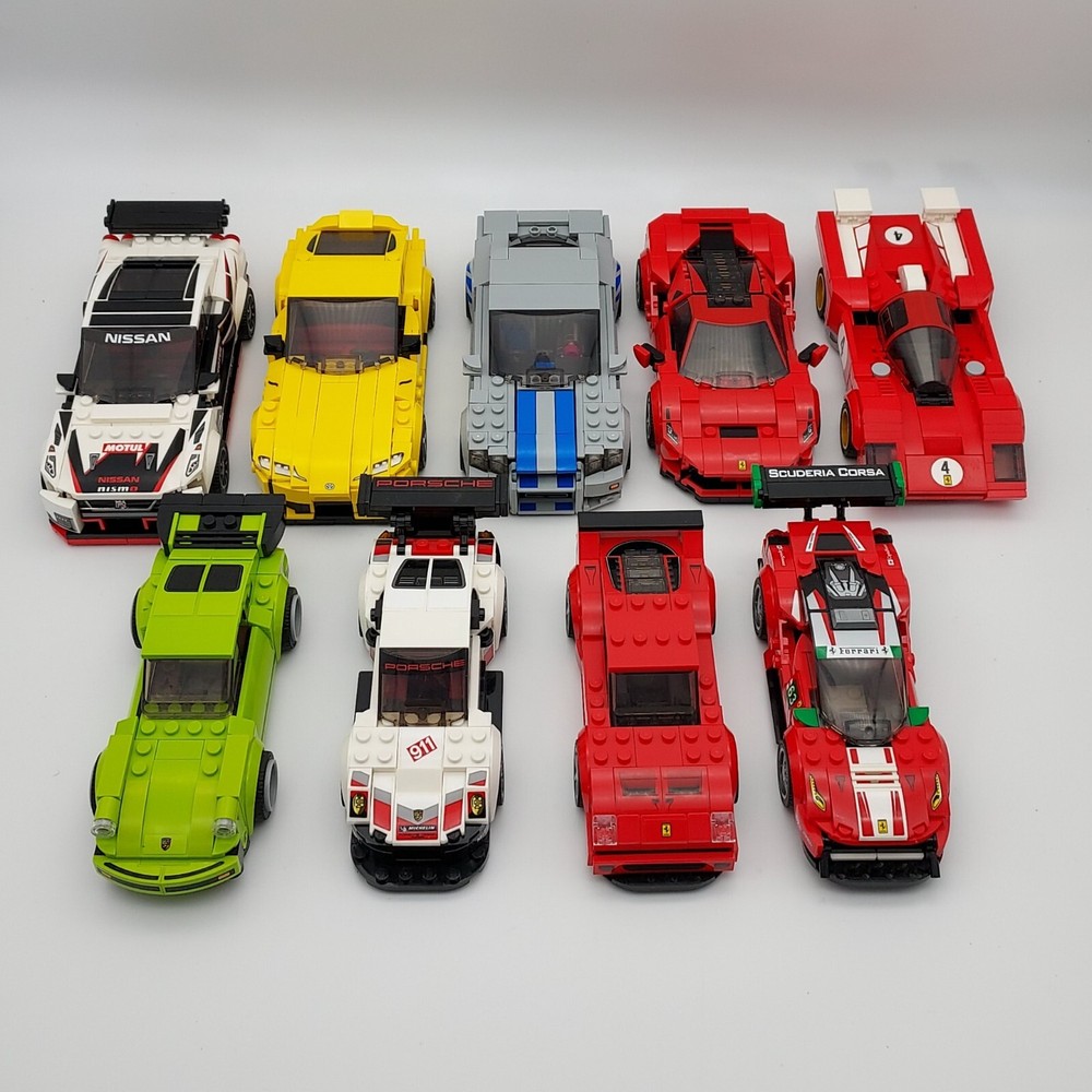 Used Lego Speed Champions 9 Cars with Manuals - Ferrari, Porsche, Nissan, Toyota
