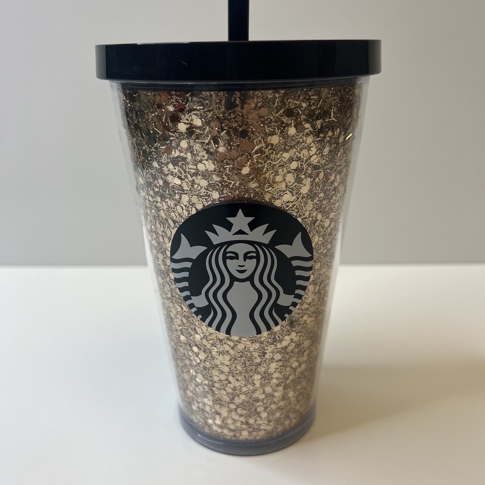 スターバックス ブラック ローズゴールド ブリング グリッター コールドカップ 16オンス アクリル タンブラー グランデ 新品