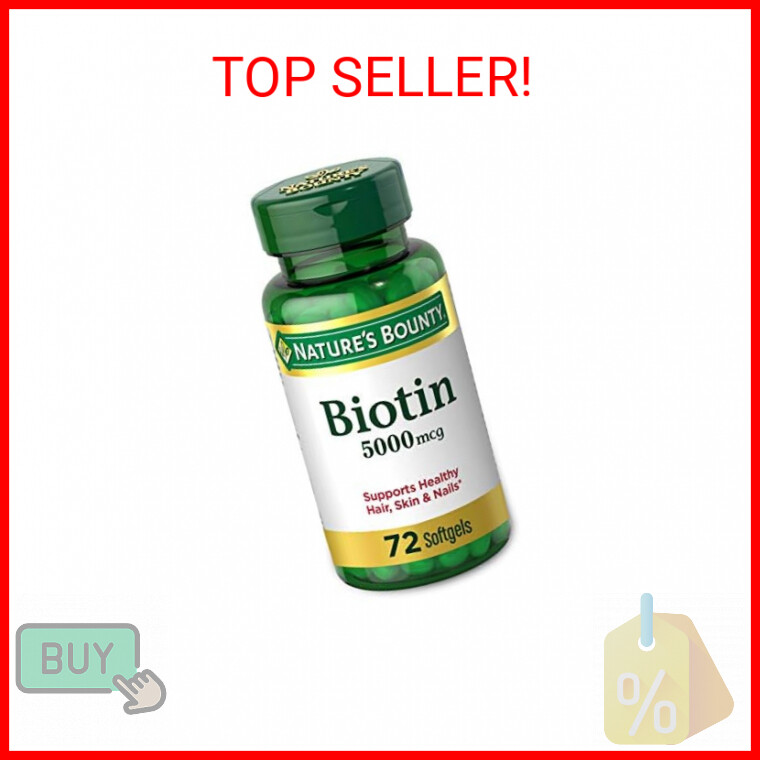 Nature’s Bounty Biotin Supplement, Supports Healthy Hair, Skin & Nails, 5000mcg,