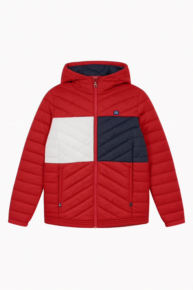 Tommy Hilfiger Sport Colorblock Puffer Jacket Red Navy White Size L. Barely used