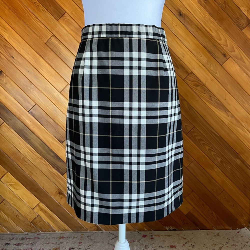 Plaid Black and White Pencil Skirt