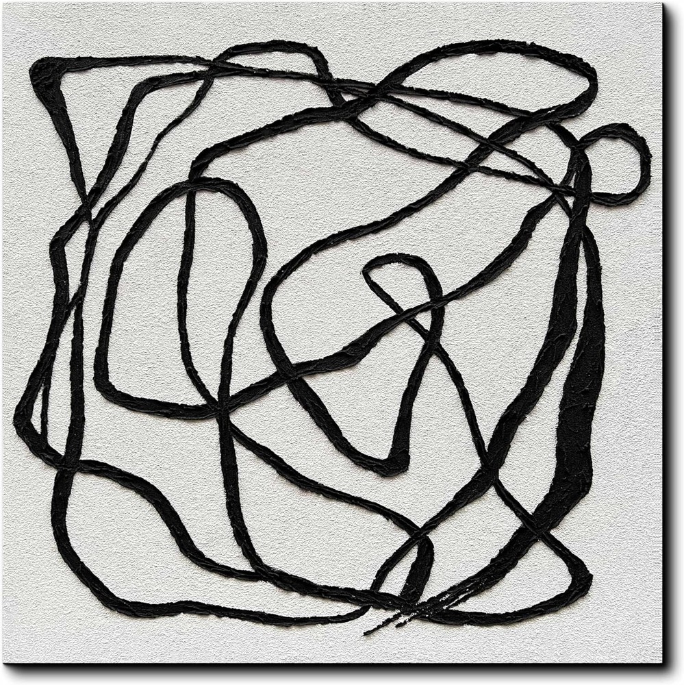 Black and white abstract hand-painted oil painting decoration mural