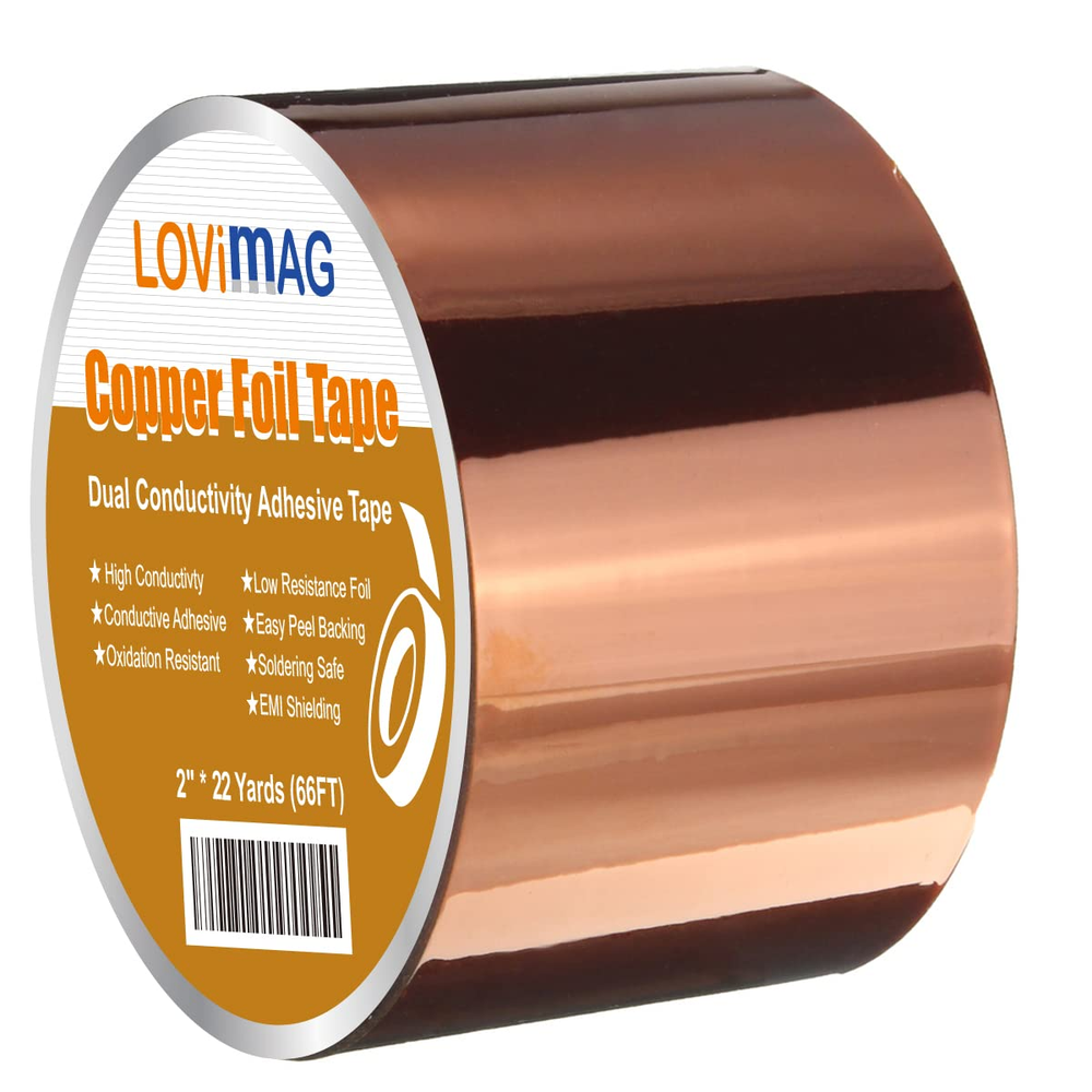 Copper Foil Tape (2Inch X 66 FT) with Conductive Adhesive for Guitar and EMI Shi