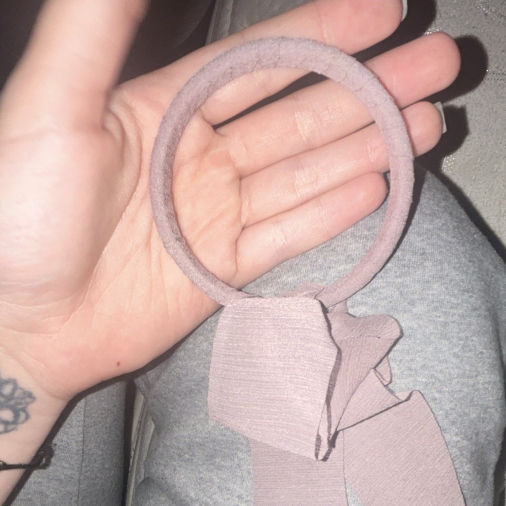 Pink Fabric Bow Hair Tie for Women, Solid Oval Casual Accessory
