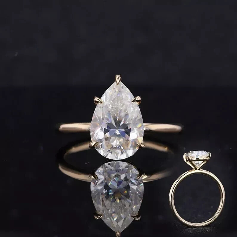 3.50 Ct Pear Cut Certified White Diamond 925 Silver Ring with Brilliant Shine  