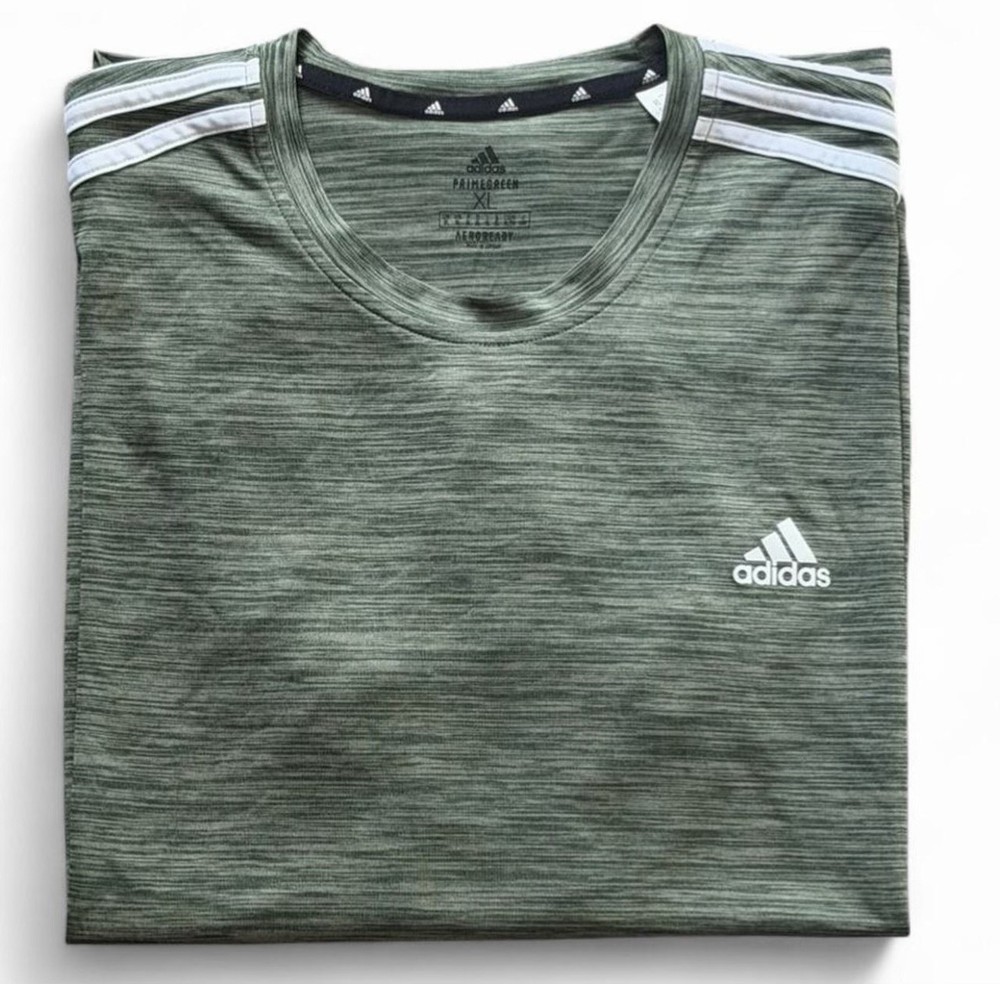 Adidas Aeroready Shirt Mens XL Green Primegreen 3 Stripe Athletic