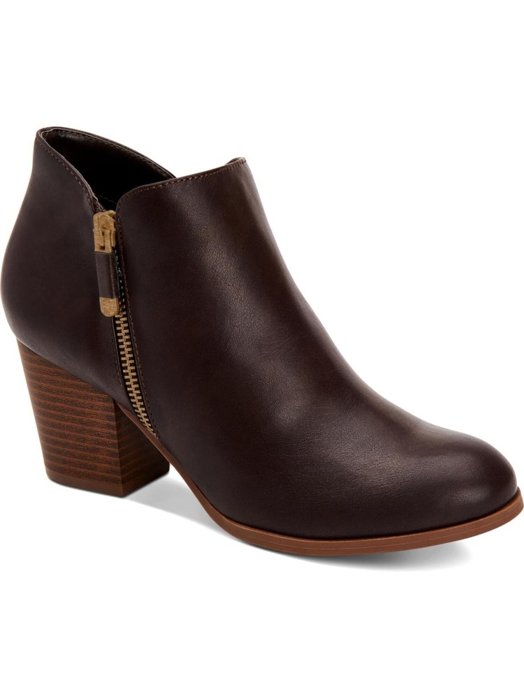 STYLE & COMPANY Womens Brown Notched At Sides Masrinaa Almond Toe Booties 11 M