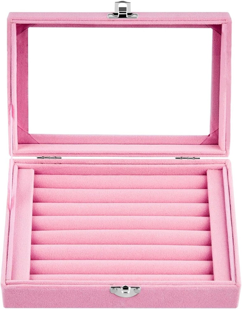 7 Slots Ring Holder Storage Box Velvet Ring Display Case Jewelry Earrings Neckla