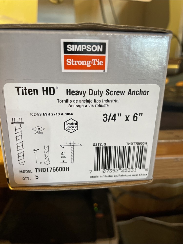 Simpson Strong-Tie TITEN HD 3/4x6 Heavy Duty Concrete Anchor Bolt 5-Pack