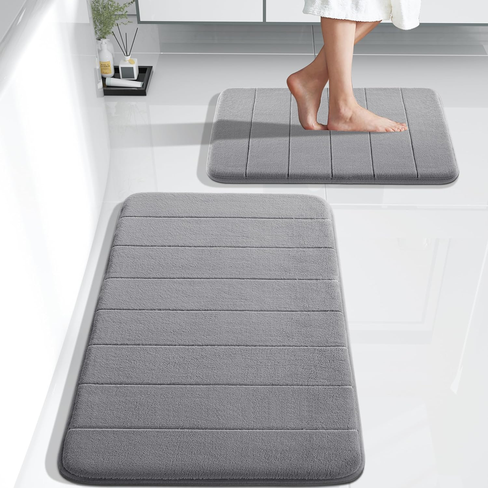 Memory Foam Bathroom Rugs Sets 2 Piece - Super Soft Absorbent Quick Dry Bath Mat