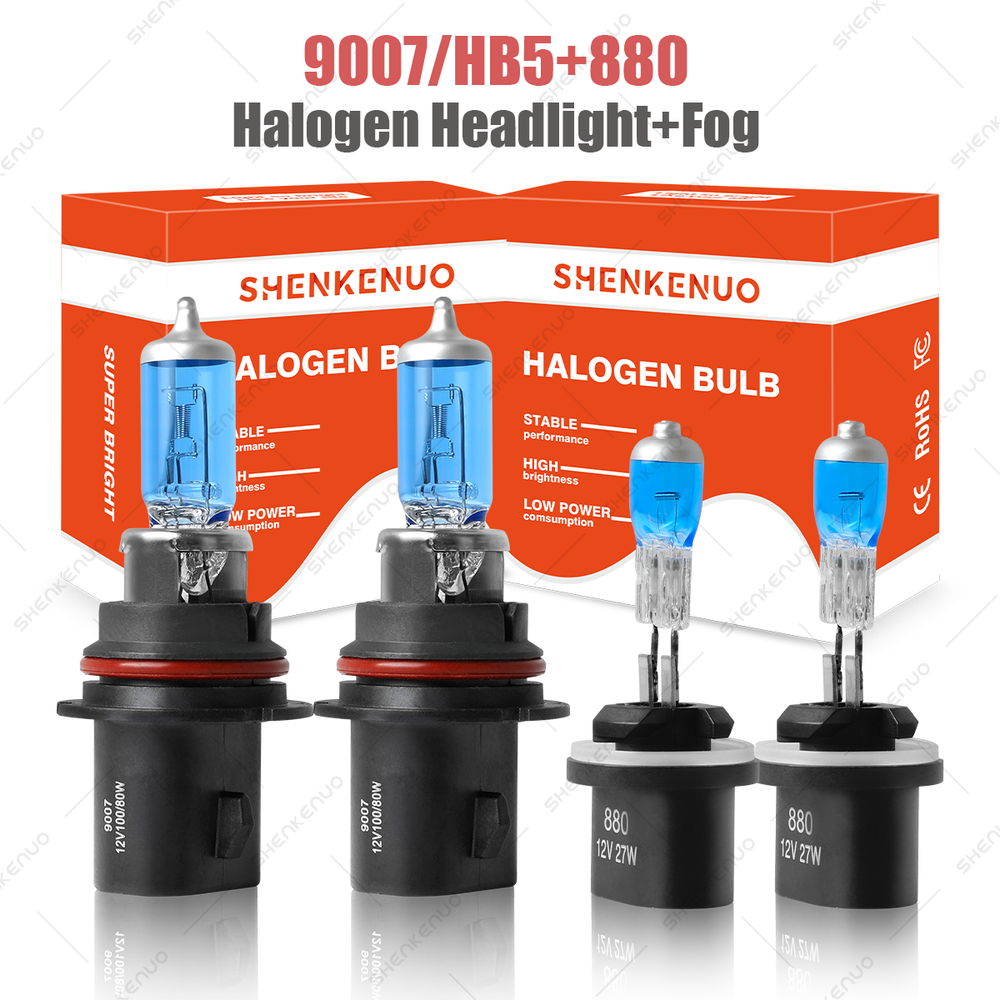 4X 9007+880 Halogen Headlight Fog High Low Beam Kit for 2003-2004 Nissan Frontier