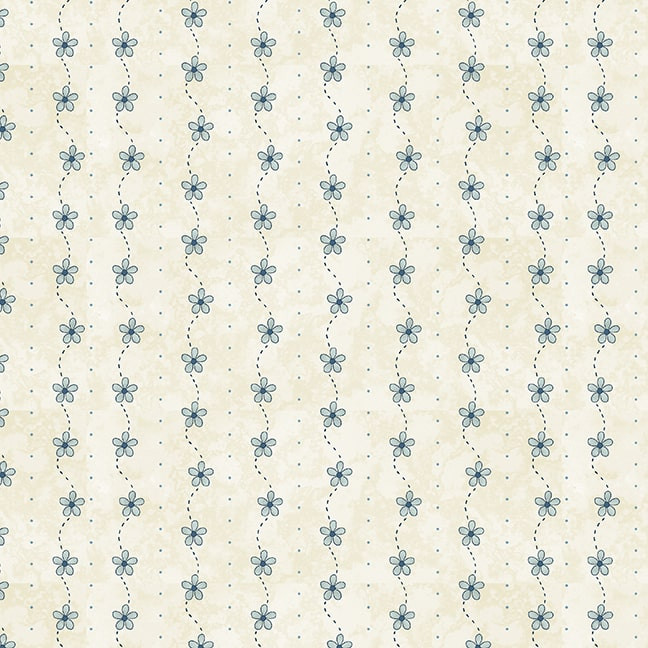 Floral Fabric with Butterflies and Small Flower Stripe in Cream by Henry Glass YARD