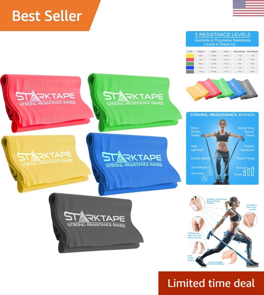 3 or 5 Pack Non-Latex Resistance Bands for Physical Therapy and Professional Training