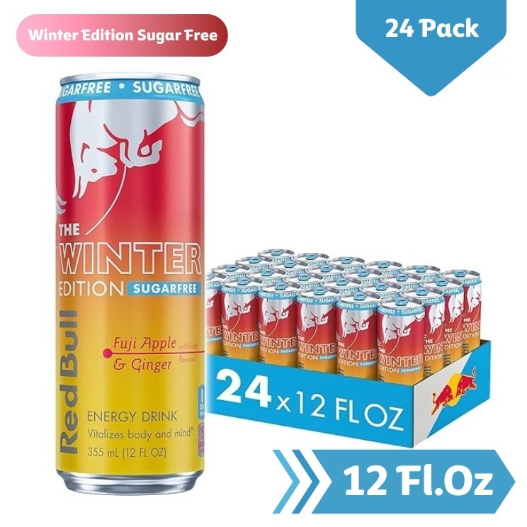 Red Bull Winter Sugar Free Edition Fuji Apple-Ginger 12 Fl Oz 2025 (24 pack)