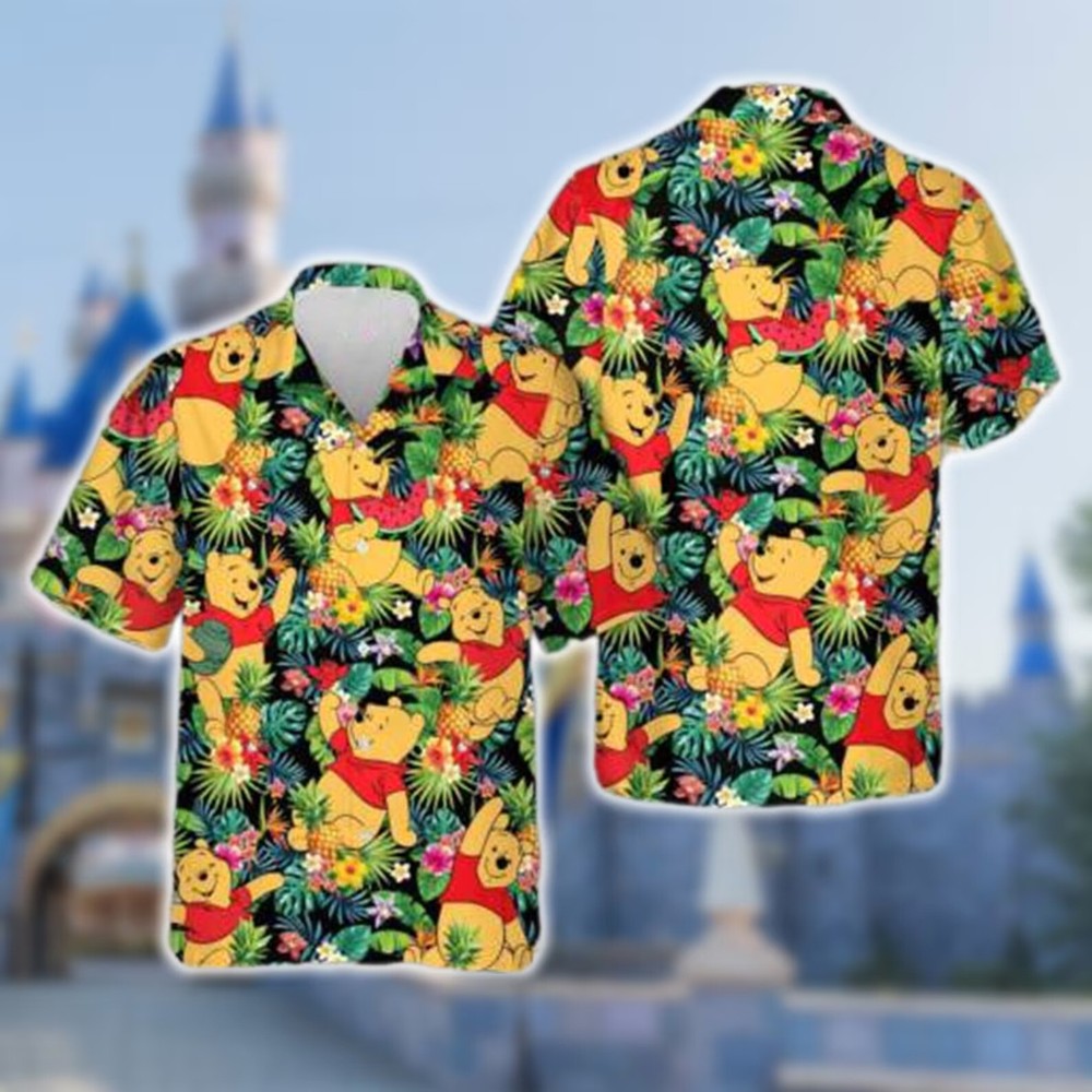 Yellow Bear Pineapple Tropical 3D HAWAII SHIRT All Over Print Father Day Gift