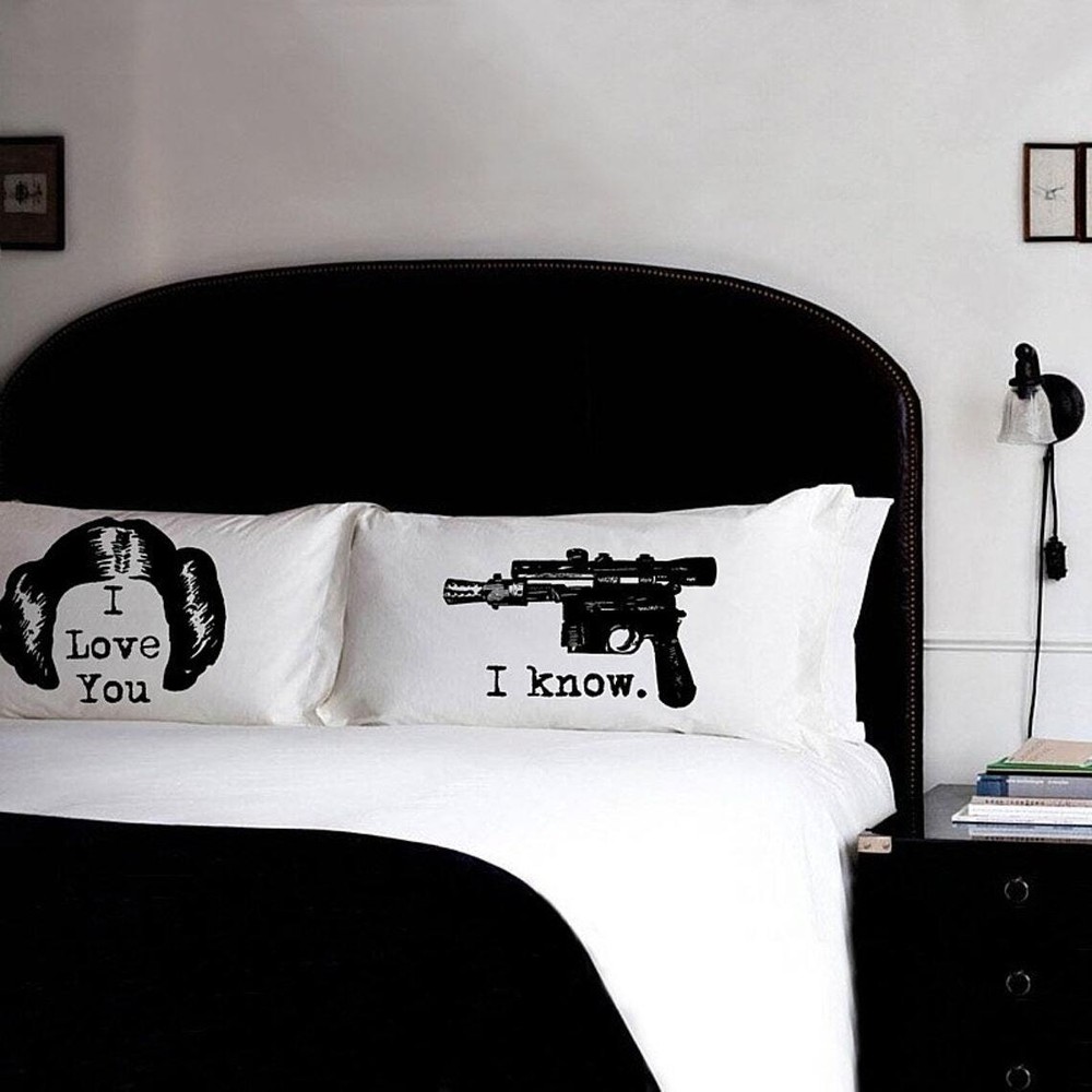 Buns vs Guns Leia and Han Pillow Case Set TC 220 Cotton Pillow Covers wars star