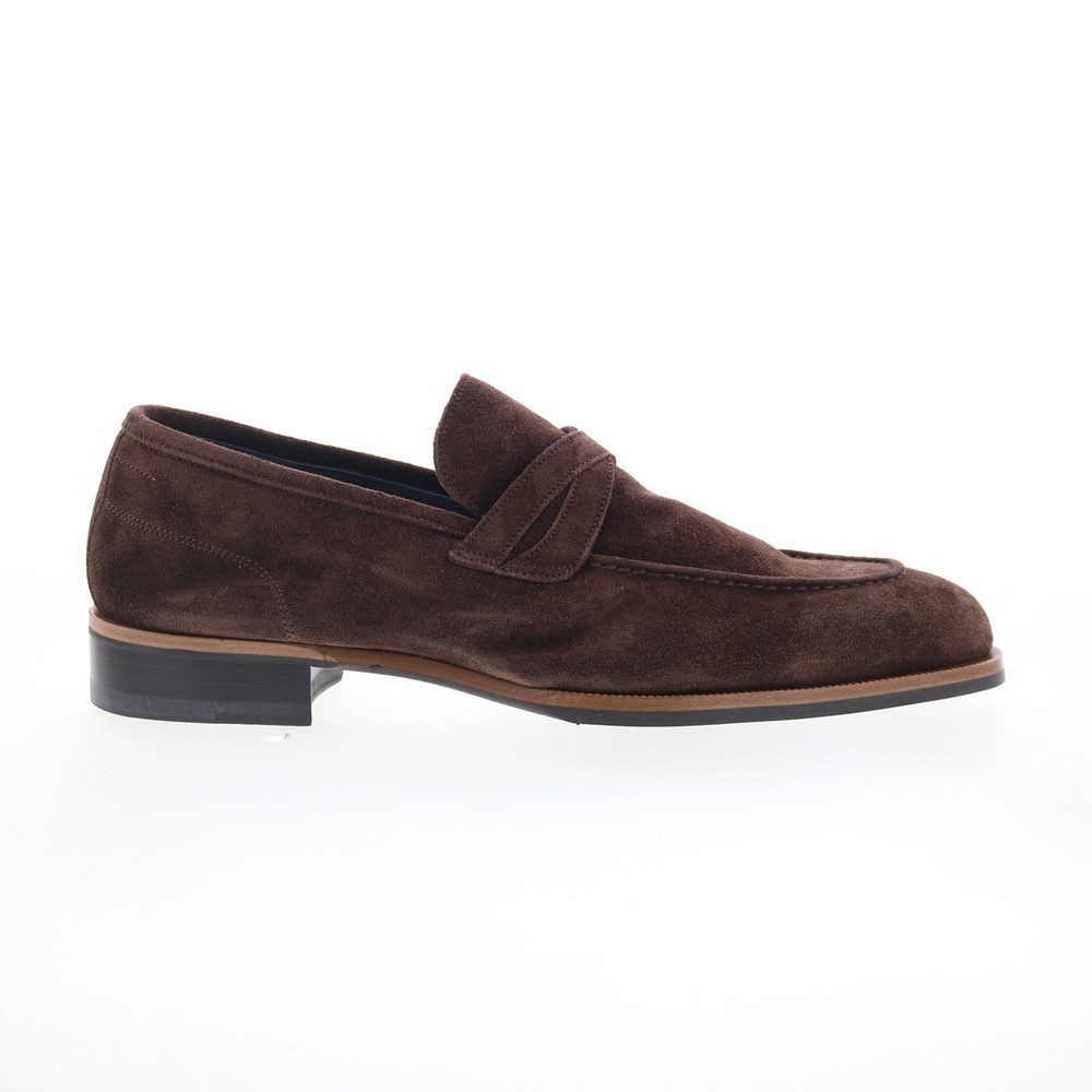 Di Bianco Manzoni Mens Brown Suede Slip On Loafers & Slip Ons Penny Shoes 9