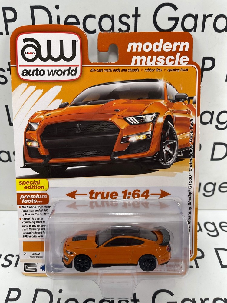 AUTO WORLD 2021 Ford Mustang Shelby GT500 Twister Orange 1:64 Diecast Model