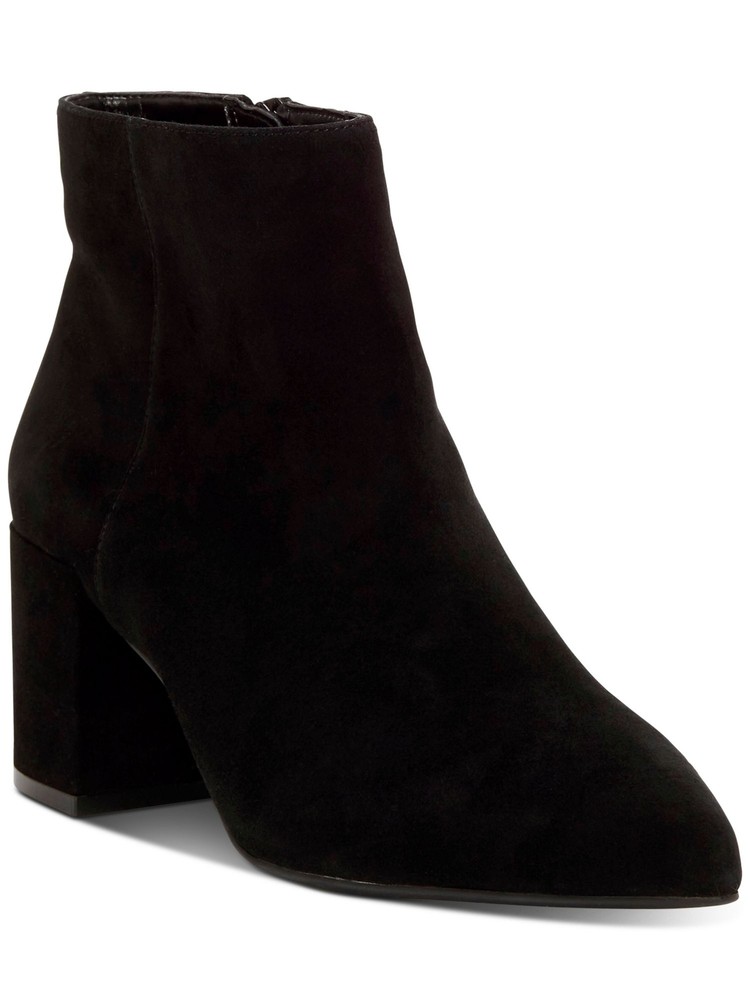 INC Womens Black Comfort Omira Pointed Toe Block Heel Leather Booties 7.5 M