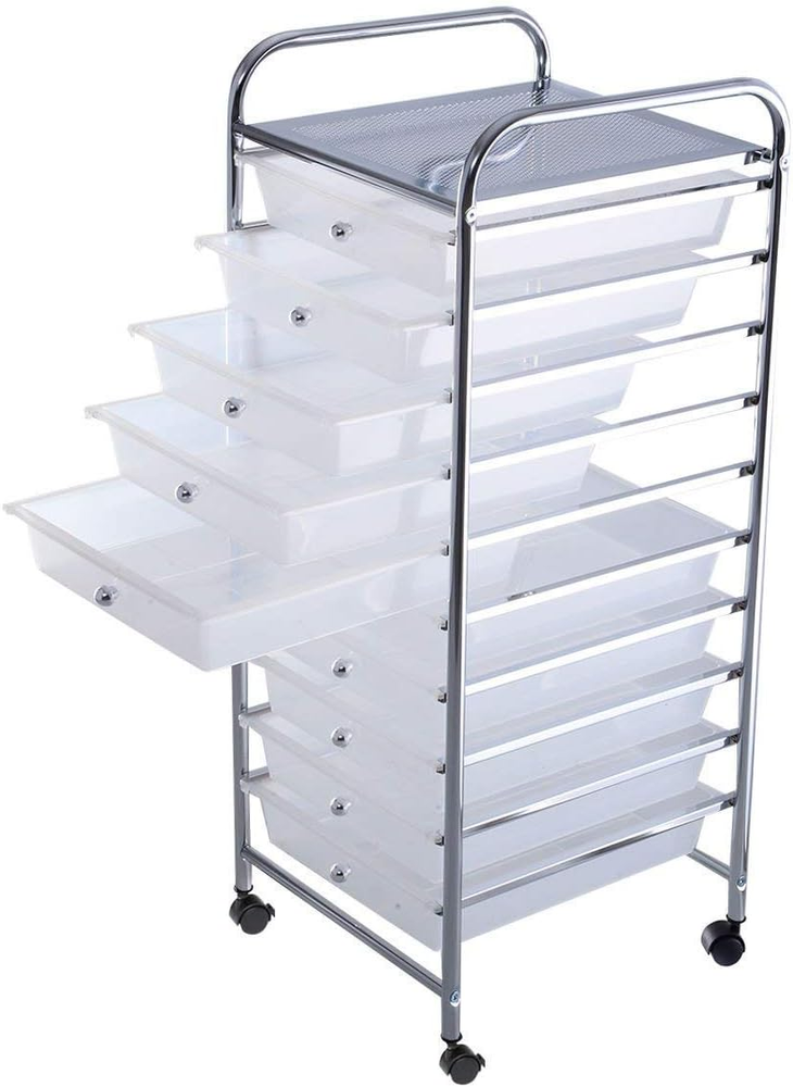 10 Drawer Storage Cart Rolling Cart File Scrapbook Paper Mobile Organizer for Sc