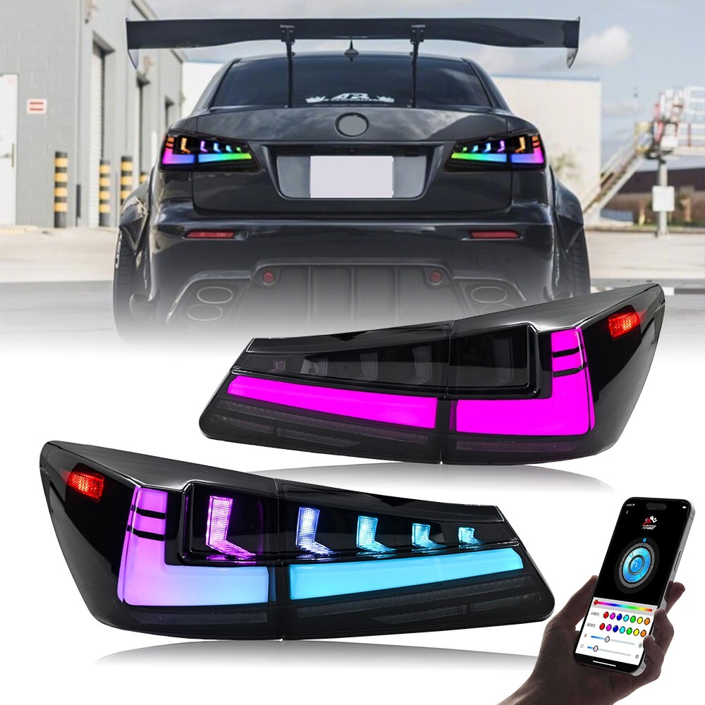 Smoke RGB LED Tail Lights for Lexus IS250 IS350 ISF 2006-2013 with Startup Animation