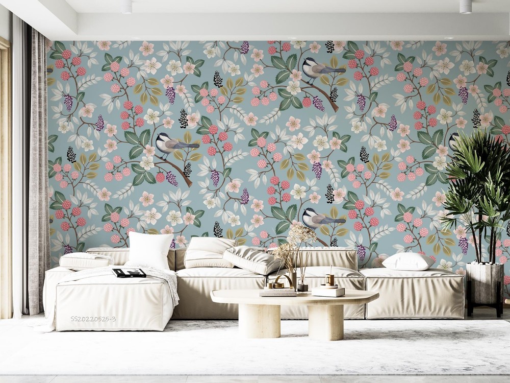 3D Flowers Fruit Birds Pattern Wall Murals Wallpaper Murals Wall Sticker